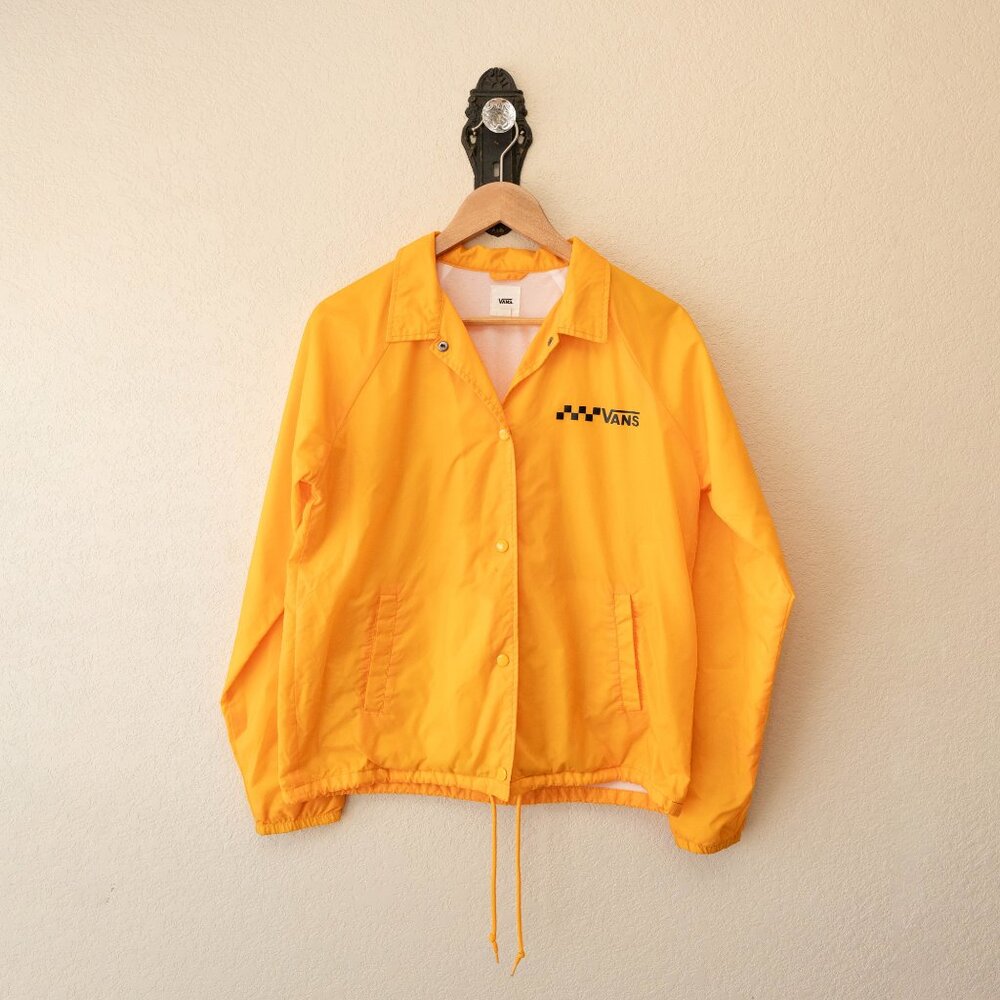 Vans Thanks Coach Windbreaker Jacket Yellow Mens M Snap Skate Streetwear